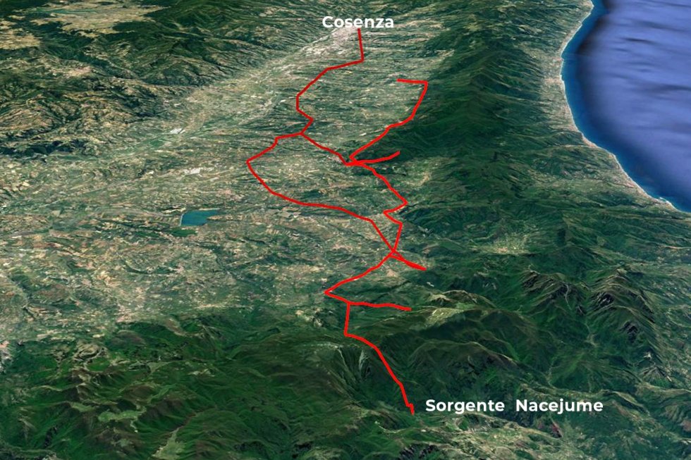 Il percorso dell'acquedotto da Nascejume a Cosenza