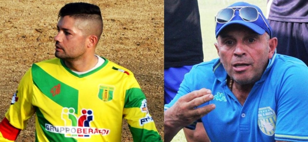 Micieli con la maglia del suo Roggiano; Vaccaro mister del Real